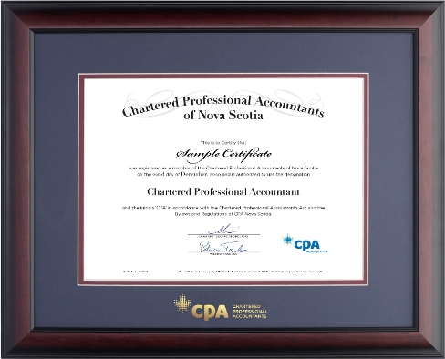 Satin mahogany wood frame with double mat board (NPB/MAR), for HORIZONTAL CPA NS designation