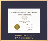 BCOU Satom gold metal diploma frame with gold foil embossing