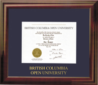 BC Open University Mahogany finish wood frame with foil embossing