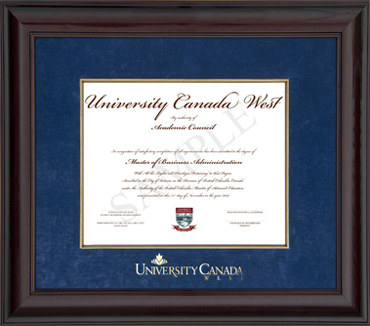 Mahogany finish wood diploma frame with velvet & foil embossing