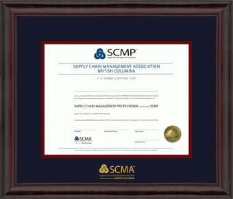 Mahogany finish wood frame (120953) for SCMP designation certificates (BC logo in gold)