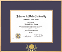 Gold Satin Metal Diploma Frame With Medallion and Laurel Leaf -For an 8.5x11 Diploma