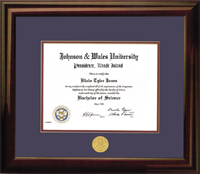 Mahogany Diploma Frame With Medallion-For an 8.5x11 Diploma