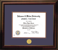 Mahogany Diploma Frame With Medallion-Fora a 14x17 Doctoral Diploma