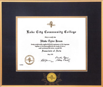 Gold Satin Metal Diploma Frame With Medallion