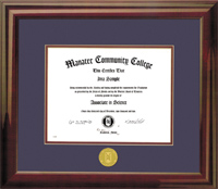 Mahogany Wood Diploma Frame With Medallion