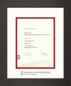 Large 14x17 contemporary Satin Black wood frame with silver emboss school logo (Pre 2011 diplomas)