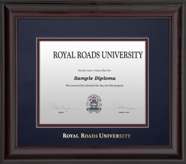 Hardwood with mahogany finish diploma frame with gold foil embossing