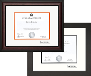 Satin mahogany wood or Contemporary satin black diploma frame - Horizontal