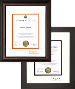 Satin mahogany wood or Contemporary satin black degree frame - Vertical