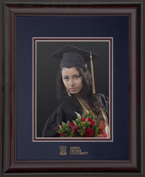 Mahogany finish large photo frame for an 8x10 photo with gold foil embossed SFU logo