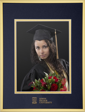Satin gold metal large photo frame for an 8x10 photo with gold foil embossed logo