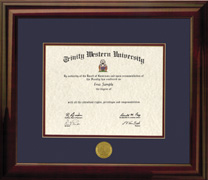 Mahogany Wood 13.5x16 Diploma Frame With Medallion