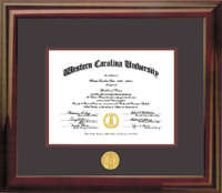 14x17 Mahogany Diploma Frame With Medallion - For an MA or 11x14 diploma