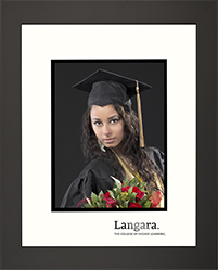 Small contemporary Satin Black wood portrait frame for 5x7 graduation photo